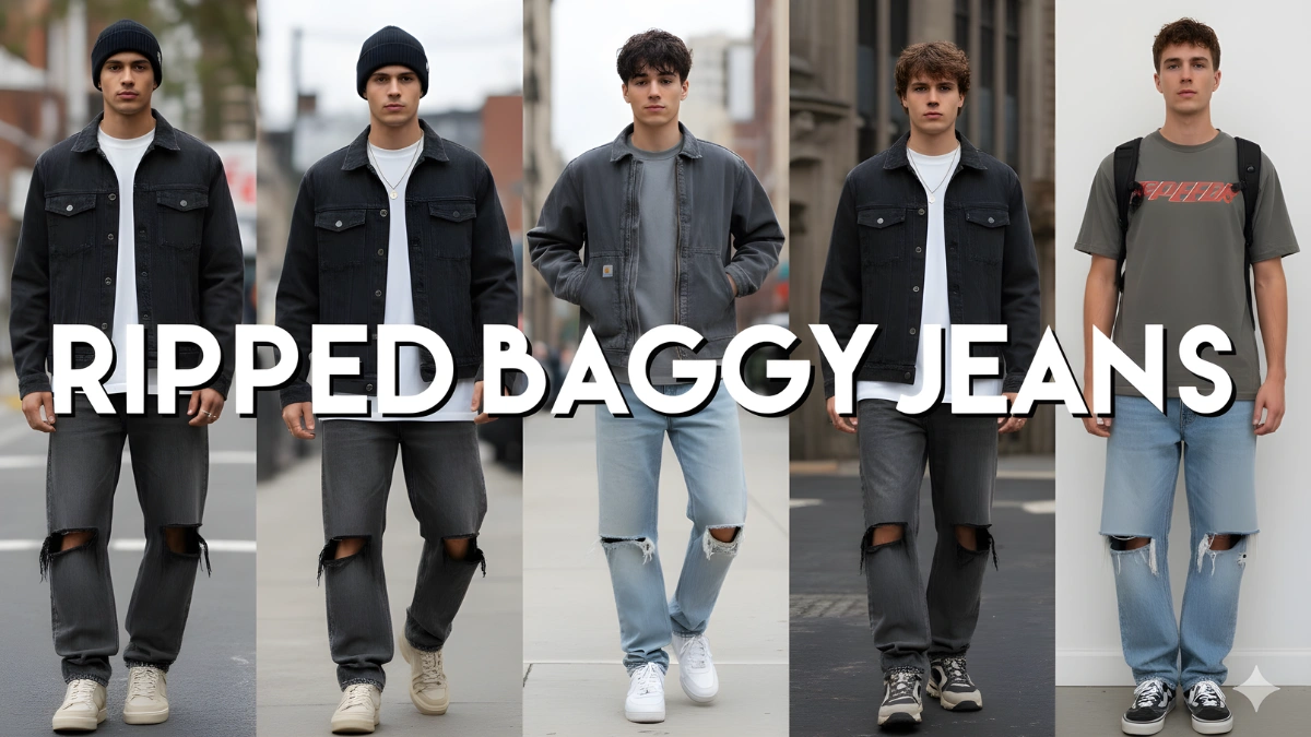 Ripped Baggy Jeans mens