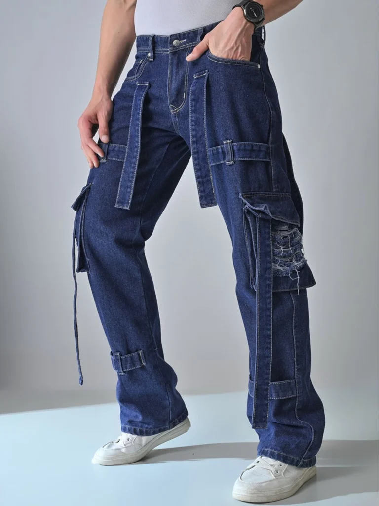 Baggy Jeans with Utility Straps 