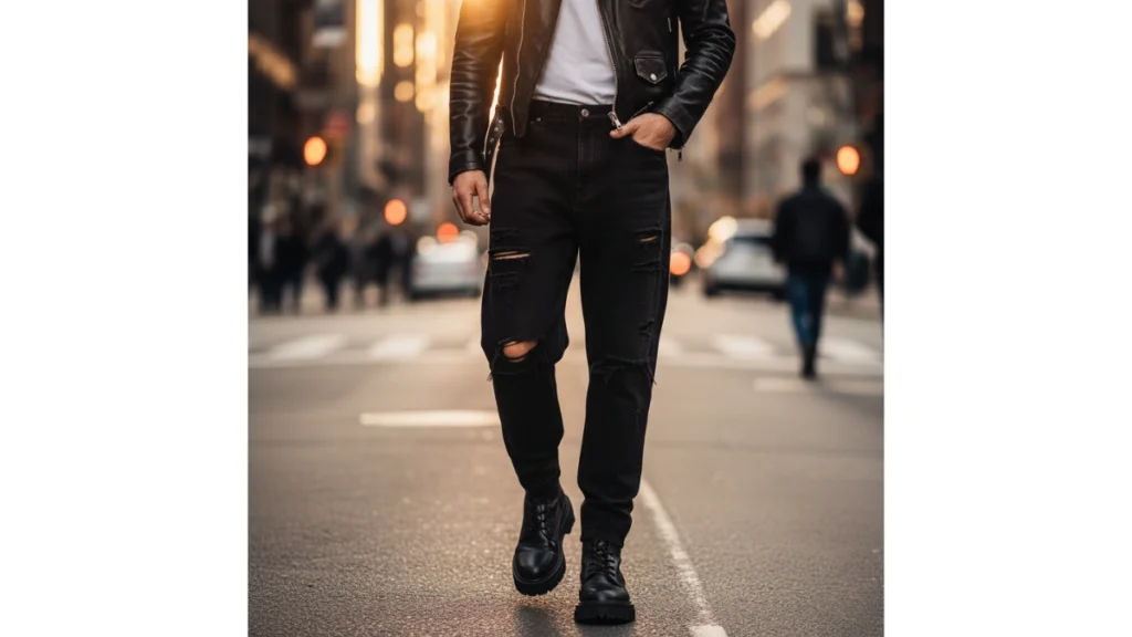 black ripped baggy jeans