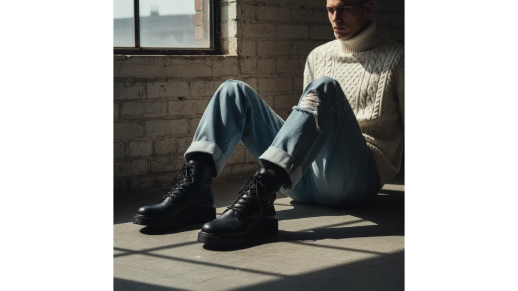 light-wash ripped baggy jeans