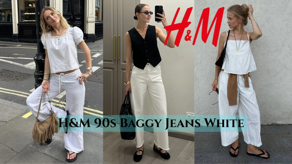 H&M 90s Baggy Jeans White