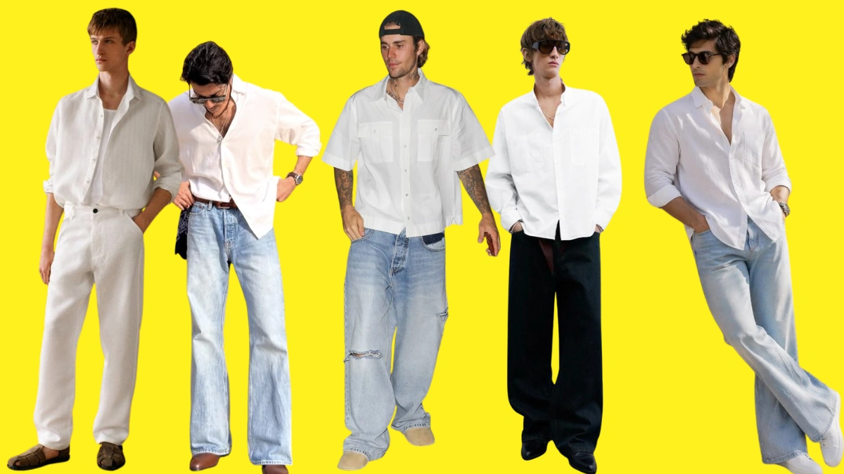 white shirt and baggy jeans for men